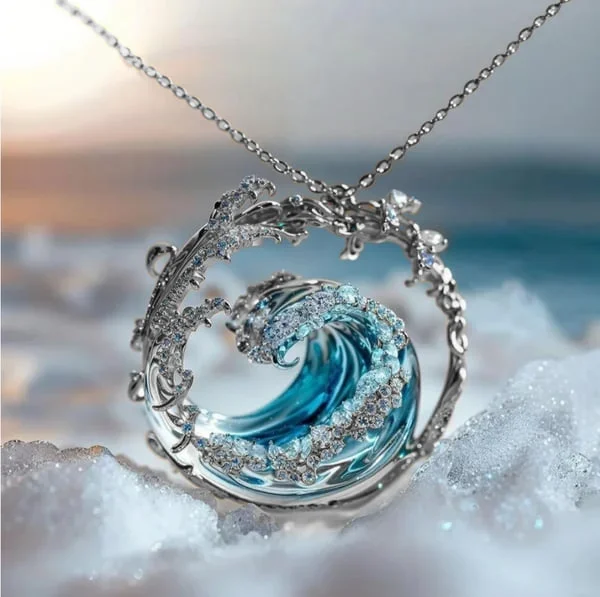 Naia Blue Wave Crystal Ocean Necklace