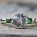 Vintage Zirconia and Green Crystal Ring