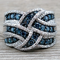 Blue Braided Silver Ring