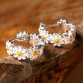 Women's Silver-Plated Daisy Design Earrings - Liesel