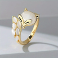 Pearl Kitty Gold Ring