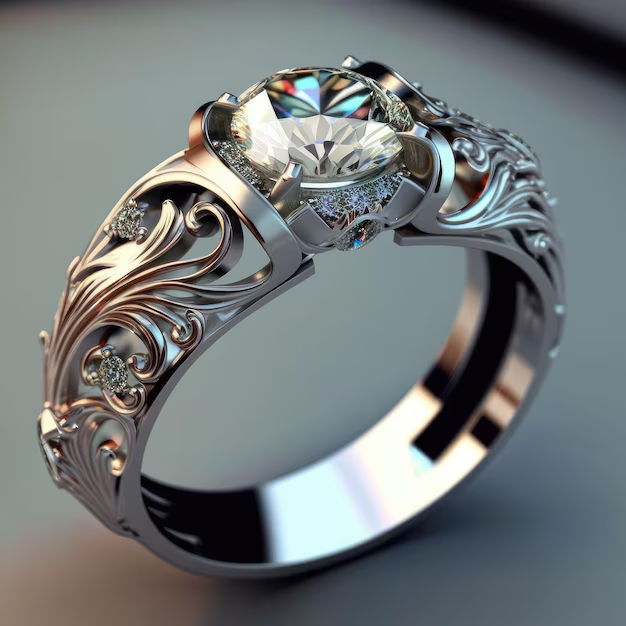 Silver Ring with Exotic Crystals