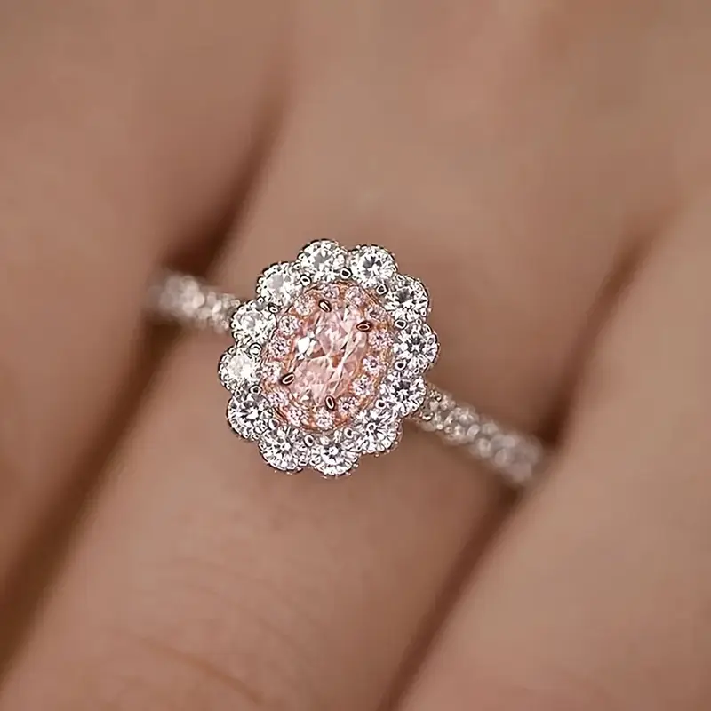 Elegant Round Pink Zirconia Ring
