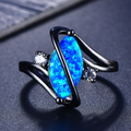 Dark Silver Blue Opal Ring