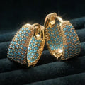 Maren Women's Gold-Plated Hoop Earrings with Blue Stones