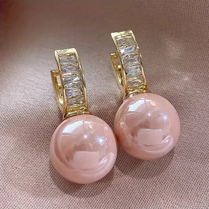 Gold-Plated Earrings with Pink Pearl - Alina