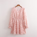 Floor - Delicate Satin Dress with Short Sleeves