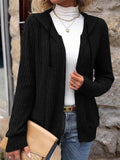 Women's Ribbed Knit Zip-Up Hoodie Cardigan – Oversized Full-Zip Style