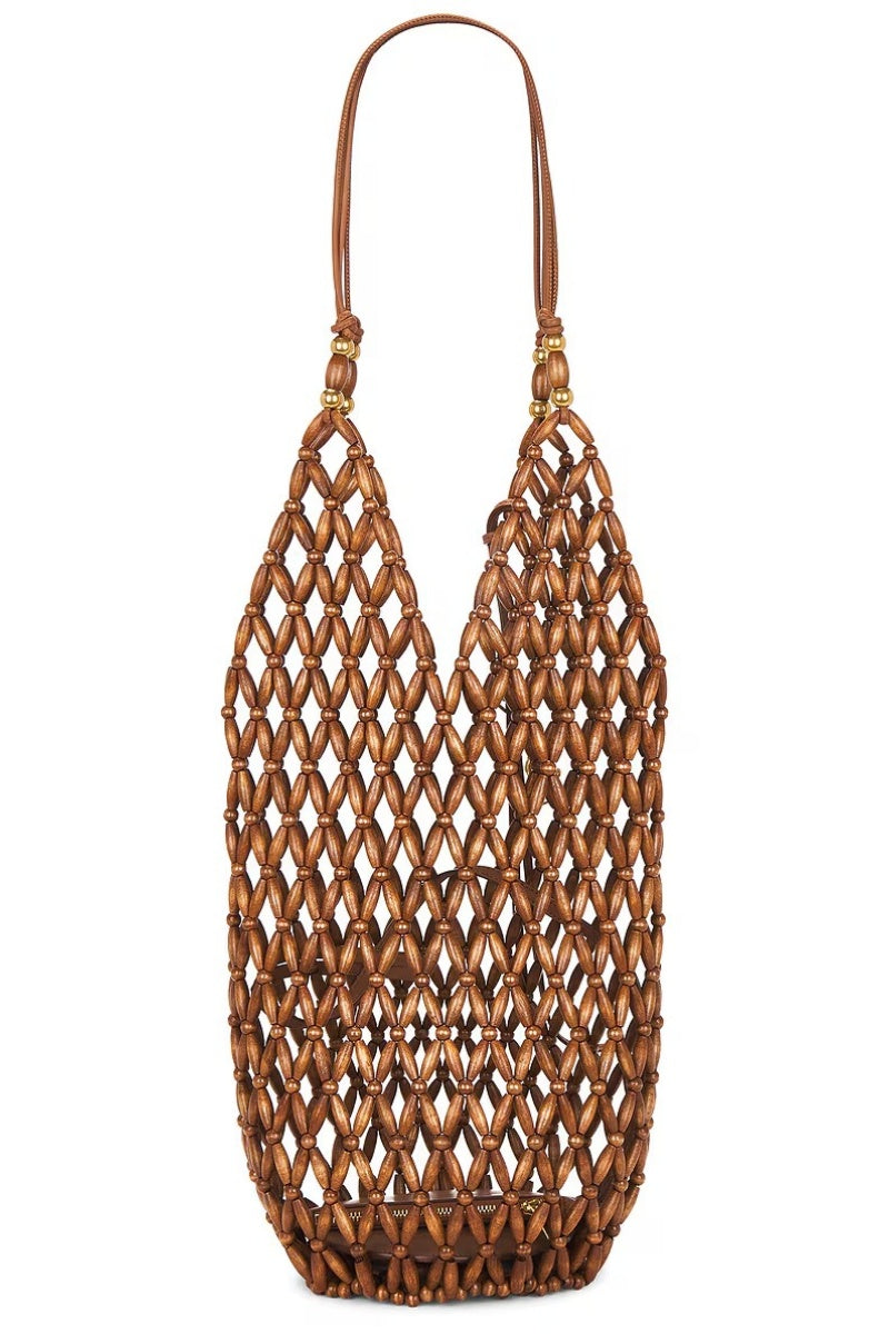 Modern Georgina Hollow Out Wooden Beads Shoulder Bag