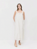 The Lace Linen Midi-Length Dress