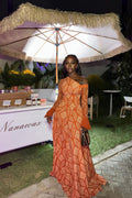 Stylish Geometric One-Shoulder Maxi-Length Dress