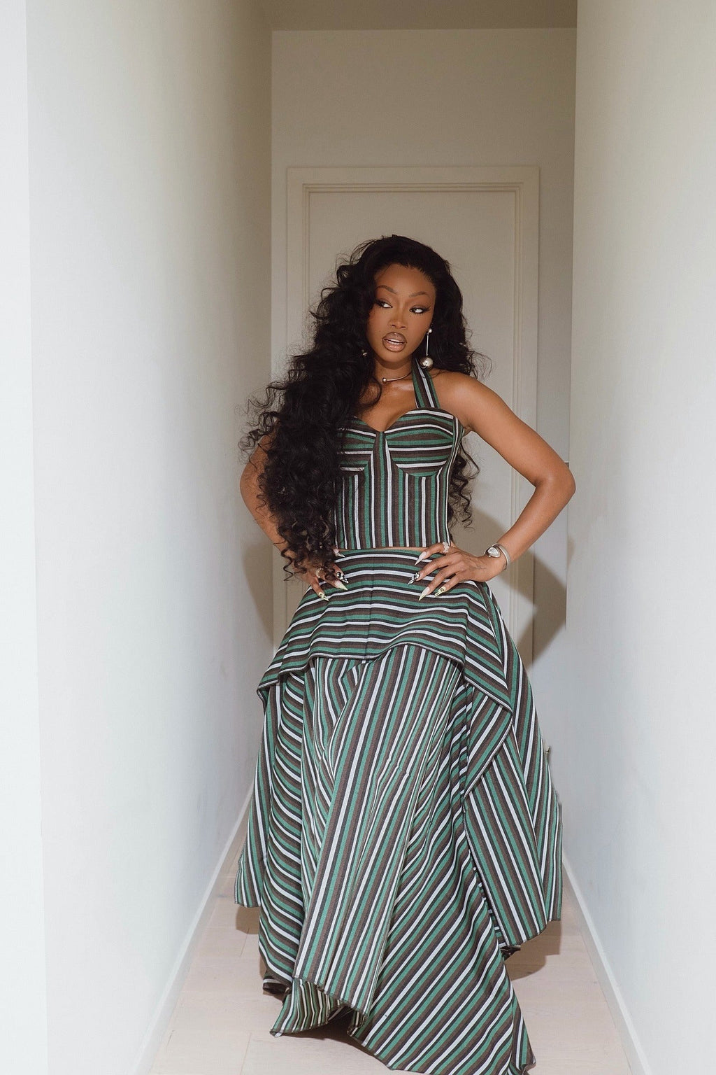 Coordinated Layered Maxi Skirt Set