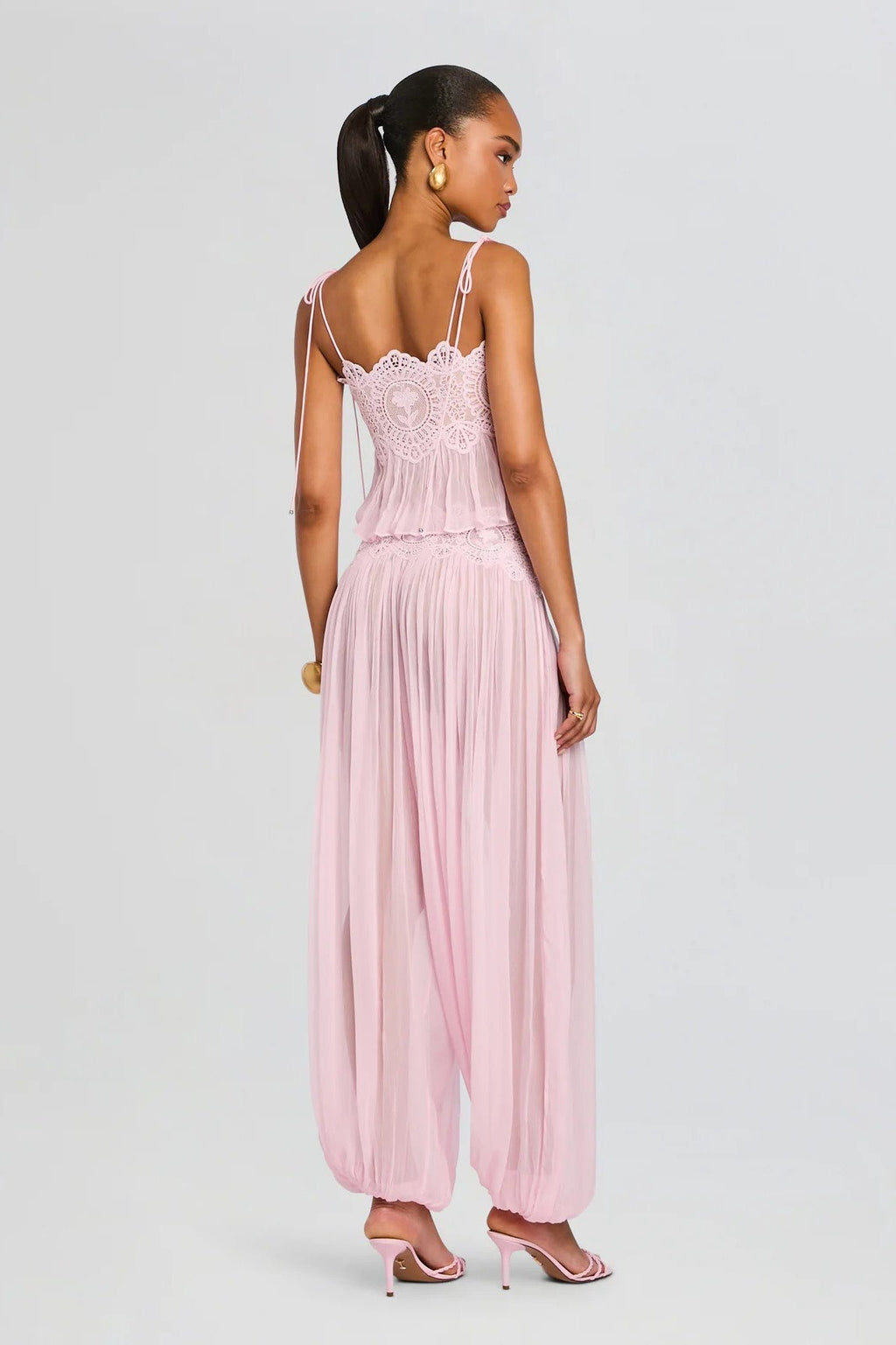 Modern Pink Lace Babydoll Crop Top
