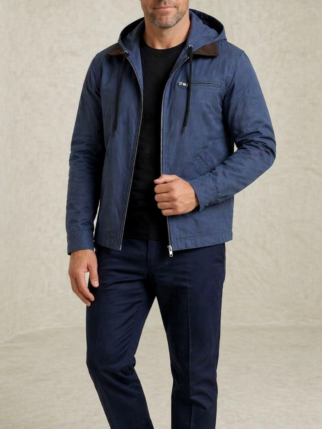 Jason - Men's Zip-Up Hooded Jacket with Fleece Lining