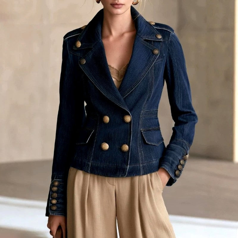 Jora - Women's Denim Double-Breasted Blazer