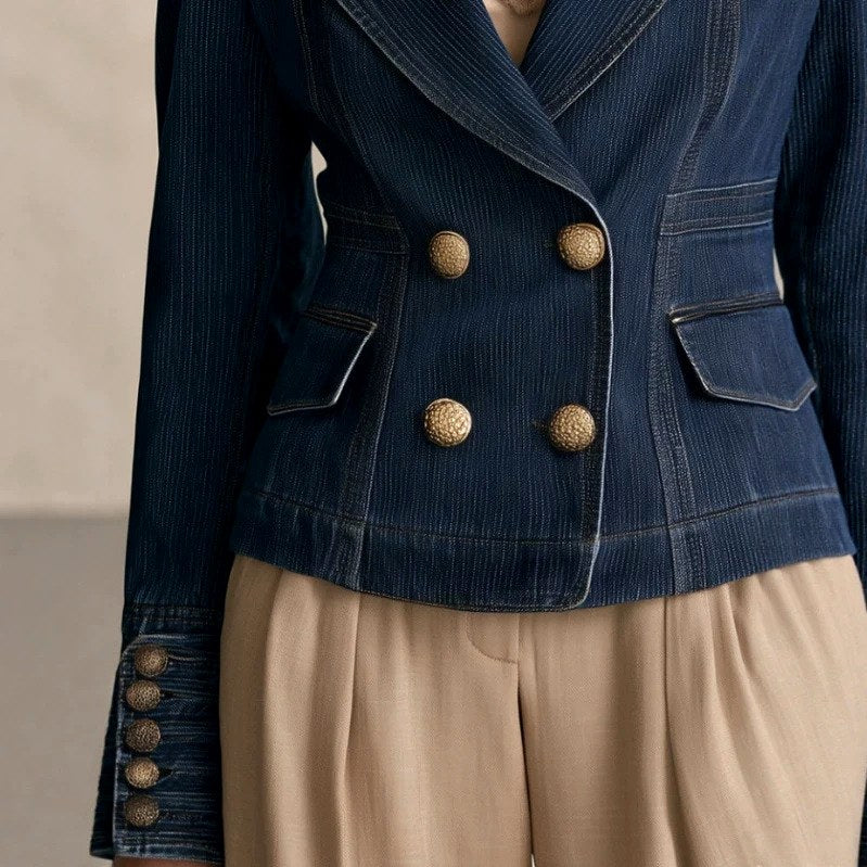 Jora - Women's Denim Double-Breasted Blazer