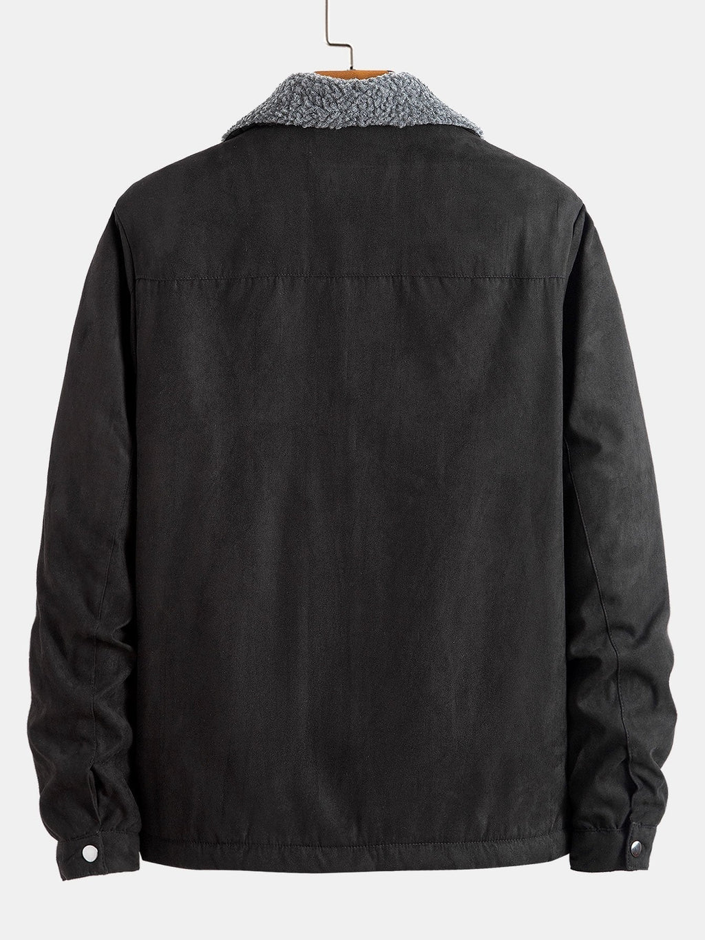 Men's Teddy-Lined Faux Suede Jacket – Warm Zip-Up Winter Outerwear with Borg Collar and Utility Pockets