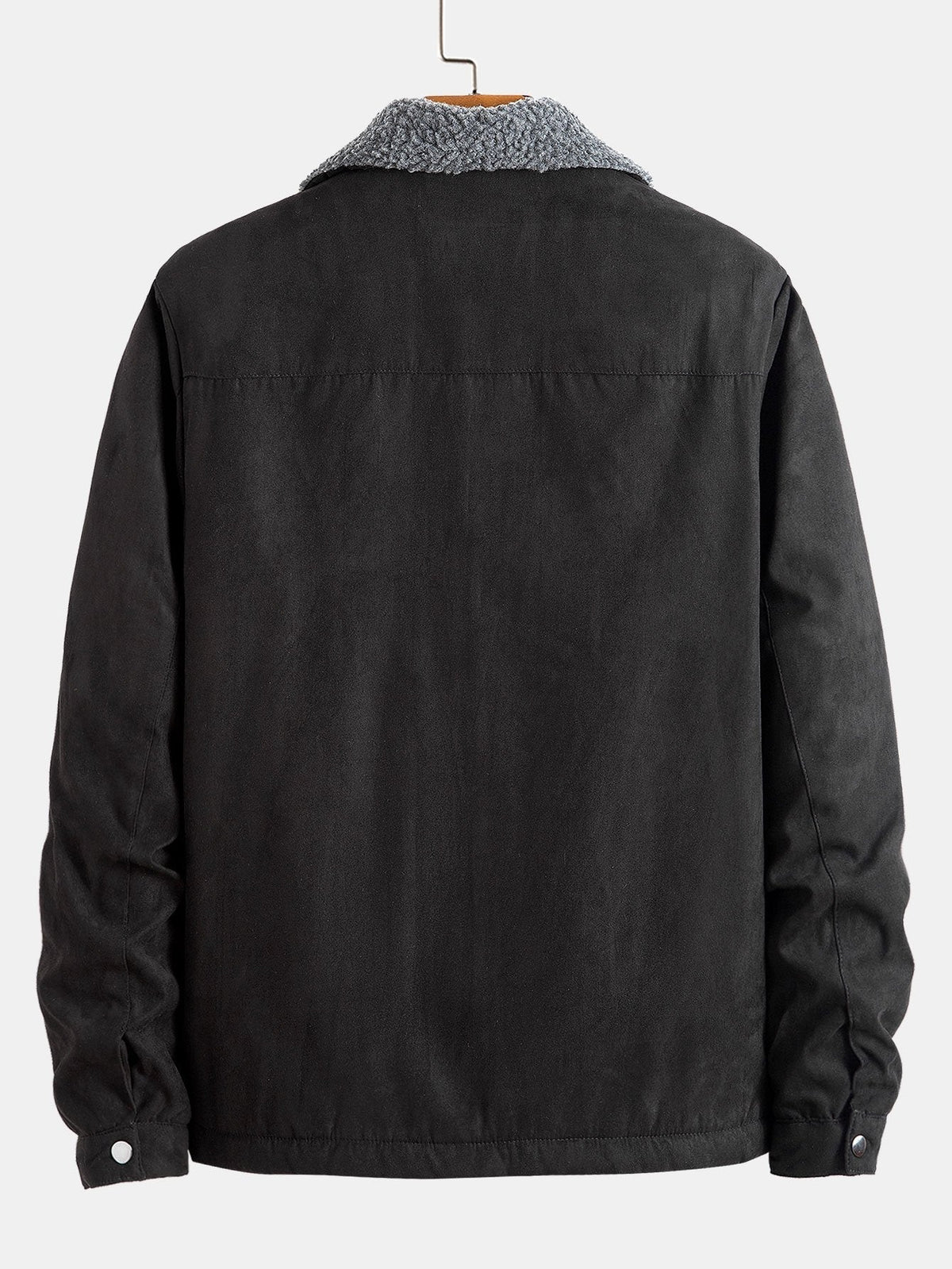 Men's Teddy-Lined Faux Suede Jacket – Warm Zip-Up Winter Outerwear with Borg Collar and Utility Pockets