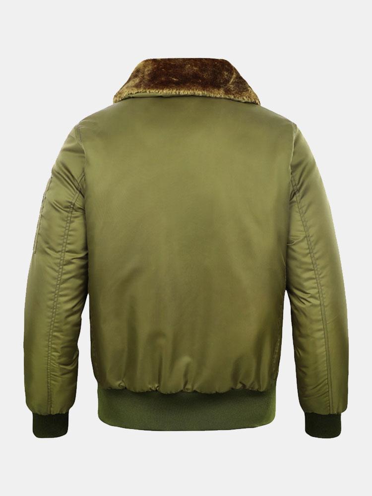 Men's Quilted-Lined Bomber Jacket with Faux Fur Collar – Warm Zip-Up Winter Outerwear with Utility Pockets and Ribbed Trims