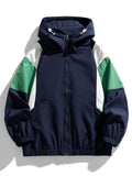 Men's Lightweight Hooded Windbreaker Jacket – Relaxed Fit Zip-Up Outerwear for Spring and Autumn