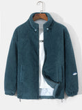 Men's Quilted-Lined Teddy Fleece Jacket – Warm Zip-Up Winter Outerwear with Soft Borg Texture and Stand Collar