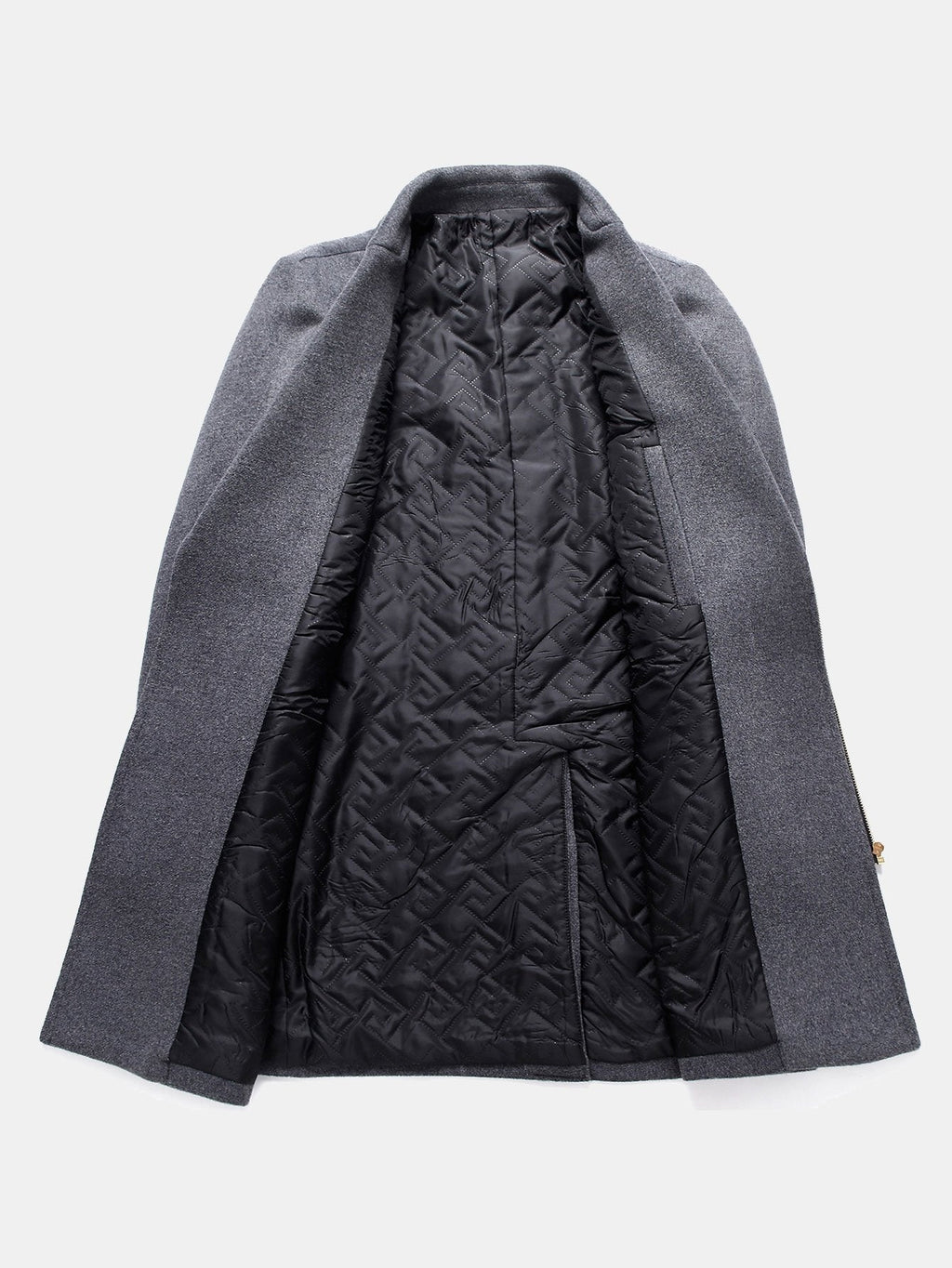 Men's Long Wool Blend Overcoat – Tailored Winter Coat with Asymmetric Zip Fastening and Quilted Lining for Smart Casual Wear