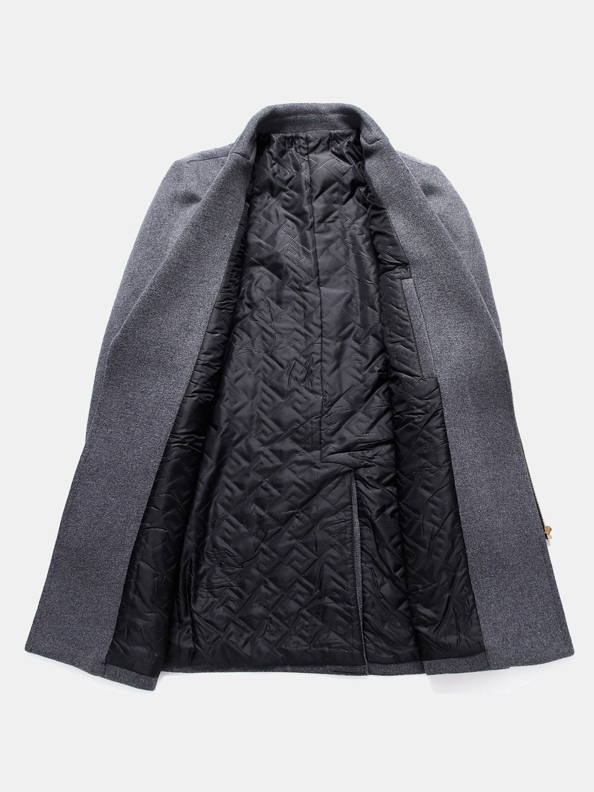 Men's Long Wool Blend Overcoat – Tailored Winter Coat with Asymmetric Zip Fastening and Quilted Lining for Smart Casual Wear