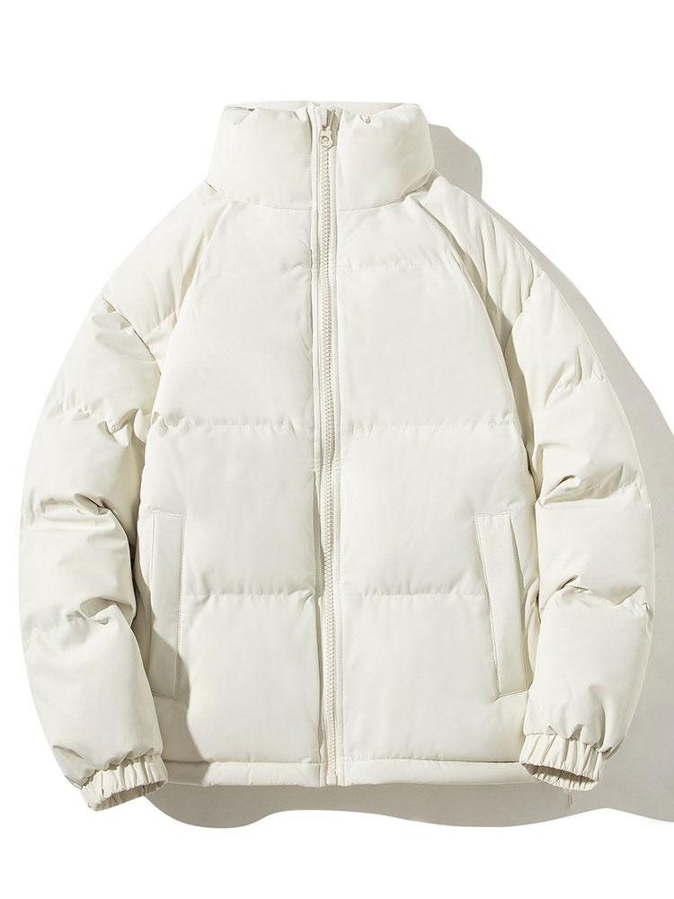 Men's Padded Puffer Jacket – Warm Winter Zip-Up Outerwear with High Stand Collar and Elasticated Cuffs