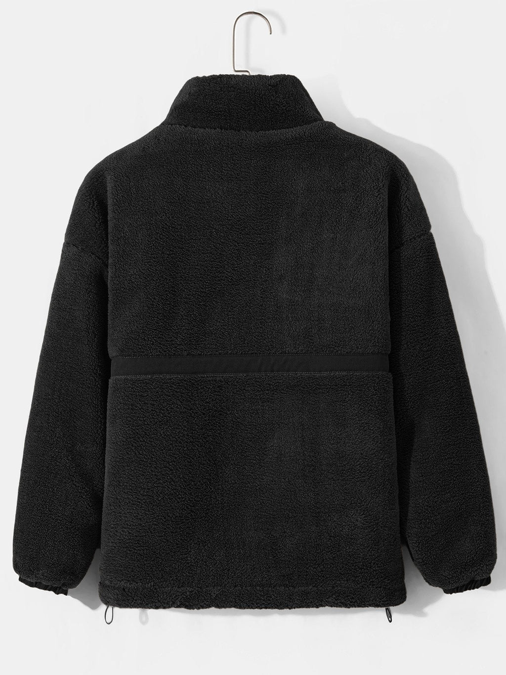 Men's Quilted-Lined Teddy Fleece Jacket – Warm Zip-Up Winter Outerwear with Stand Collar and Practical Side Pockets