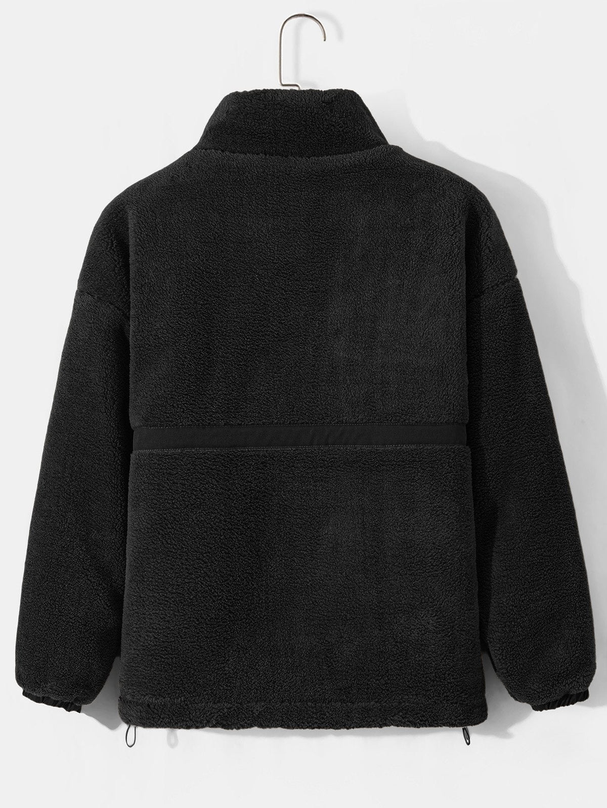 Men's Quilted-Lined Teddy Fleece Jacket – Warm Zip-Up Winter Outerwear with Stand Collar and Practical Side Pockets