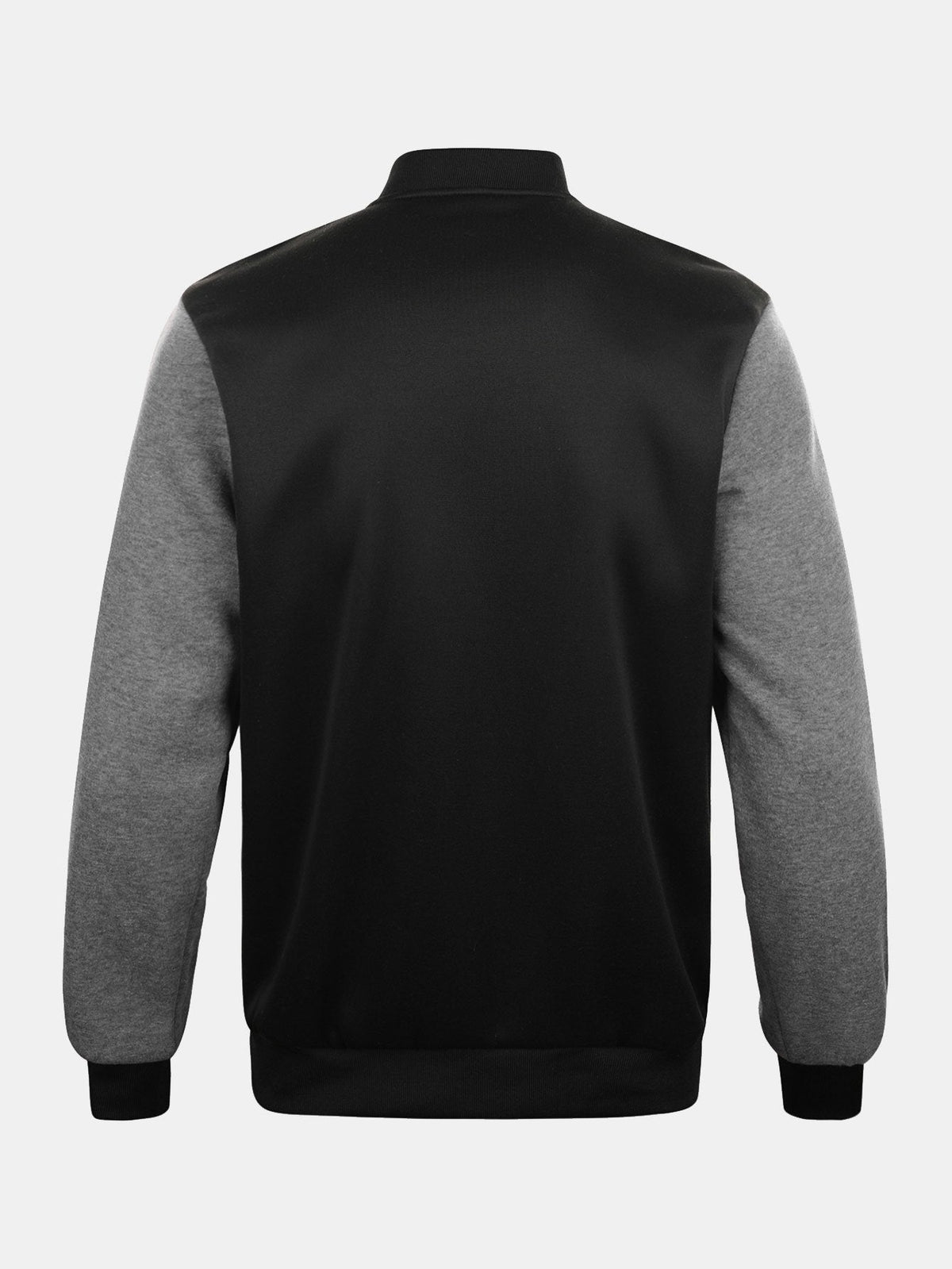 Men's Contrast Sleeve Varsity Baseball Jacket – Classic Snap-Button College Outerwear with Letter Graphics and Ribbed Trims for Casual Streetwear