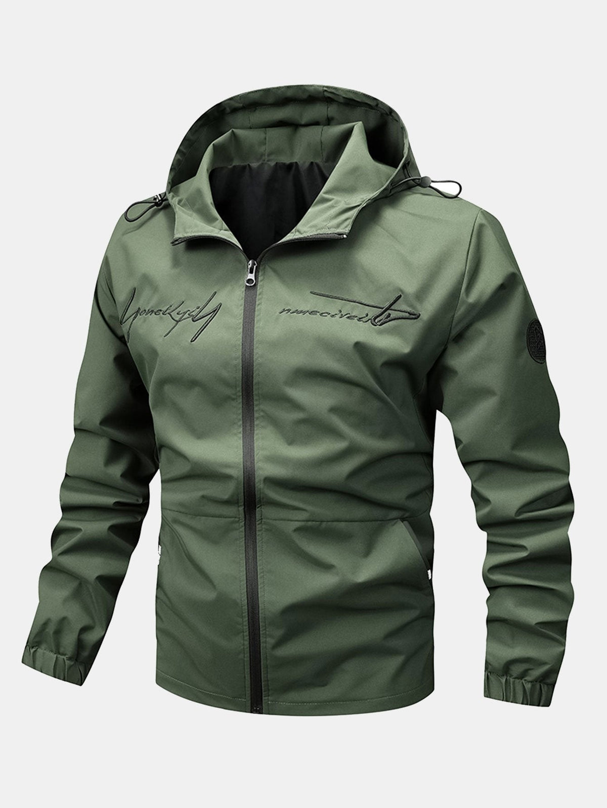Men's Lightweight Hooded Zip-Up Jacket – Adjustable Hood and Elasticated Cuffs for Casual Outdoor Wear