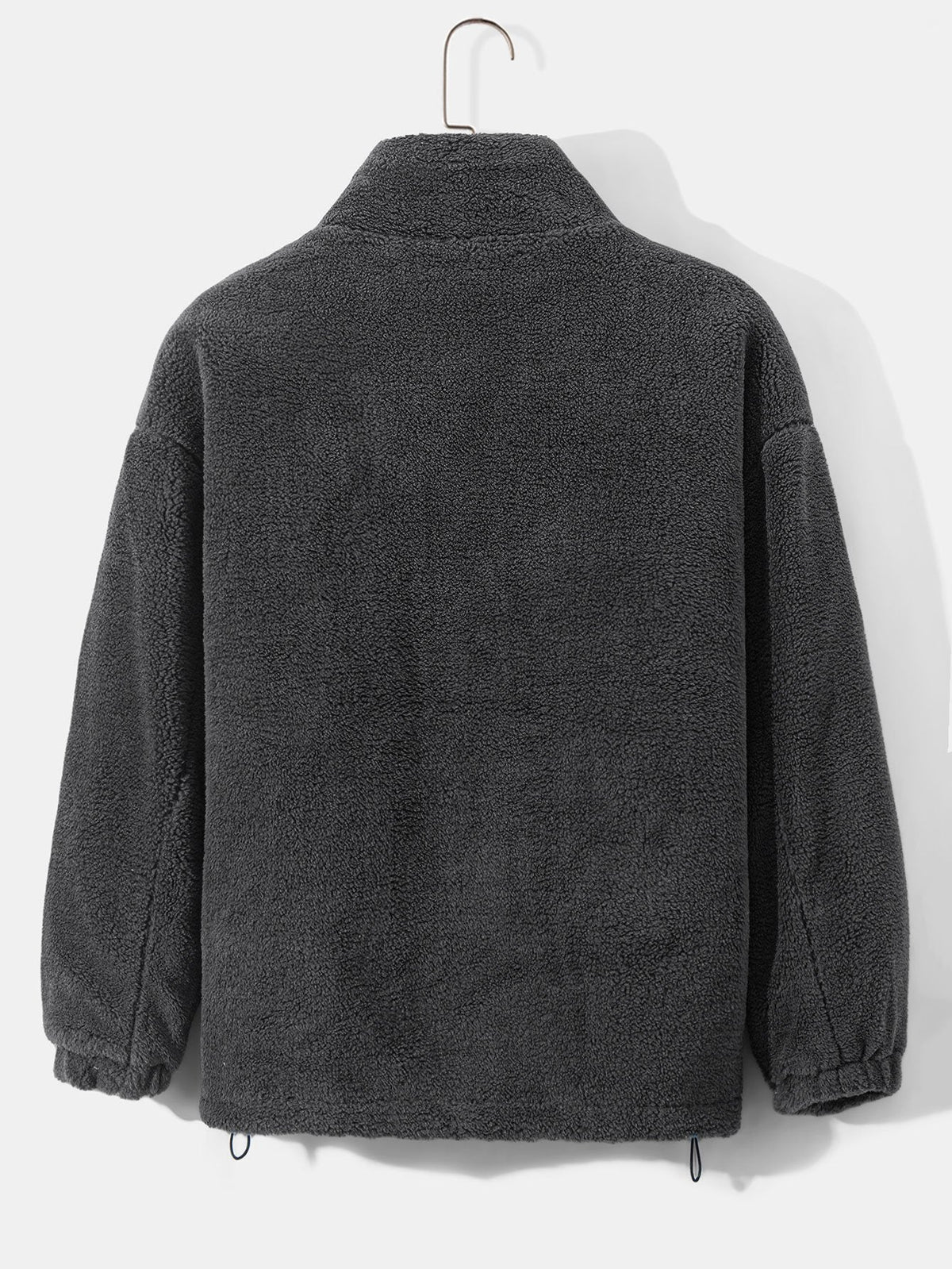 Men's Quilted-Lined Teddy Fleece Jacket – Warm Zip-Up Winter Outerwear with Soft Borg Texture and Stand Collar