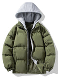Men's Padded Puffer Jacket with Detachable Hood – Warm Zip-Up Winter Outerwear for Everyday Wear