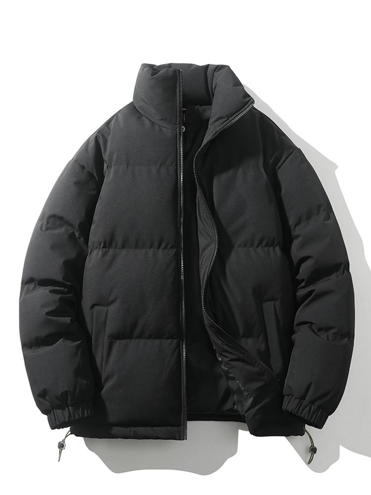 Men's Padded Puffer Jacket – Warm Quilted Winter Outerwear with High Funnel Neck and Zip Fastening
