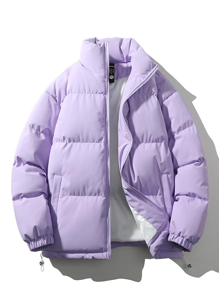 Men's Padded Puffer Jacket – Warm Quilted Winter Outerwear with High Funnel Neck and Zip Fastening