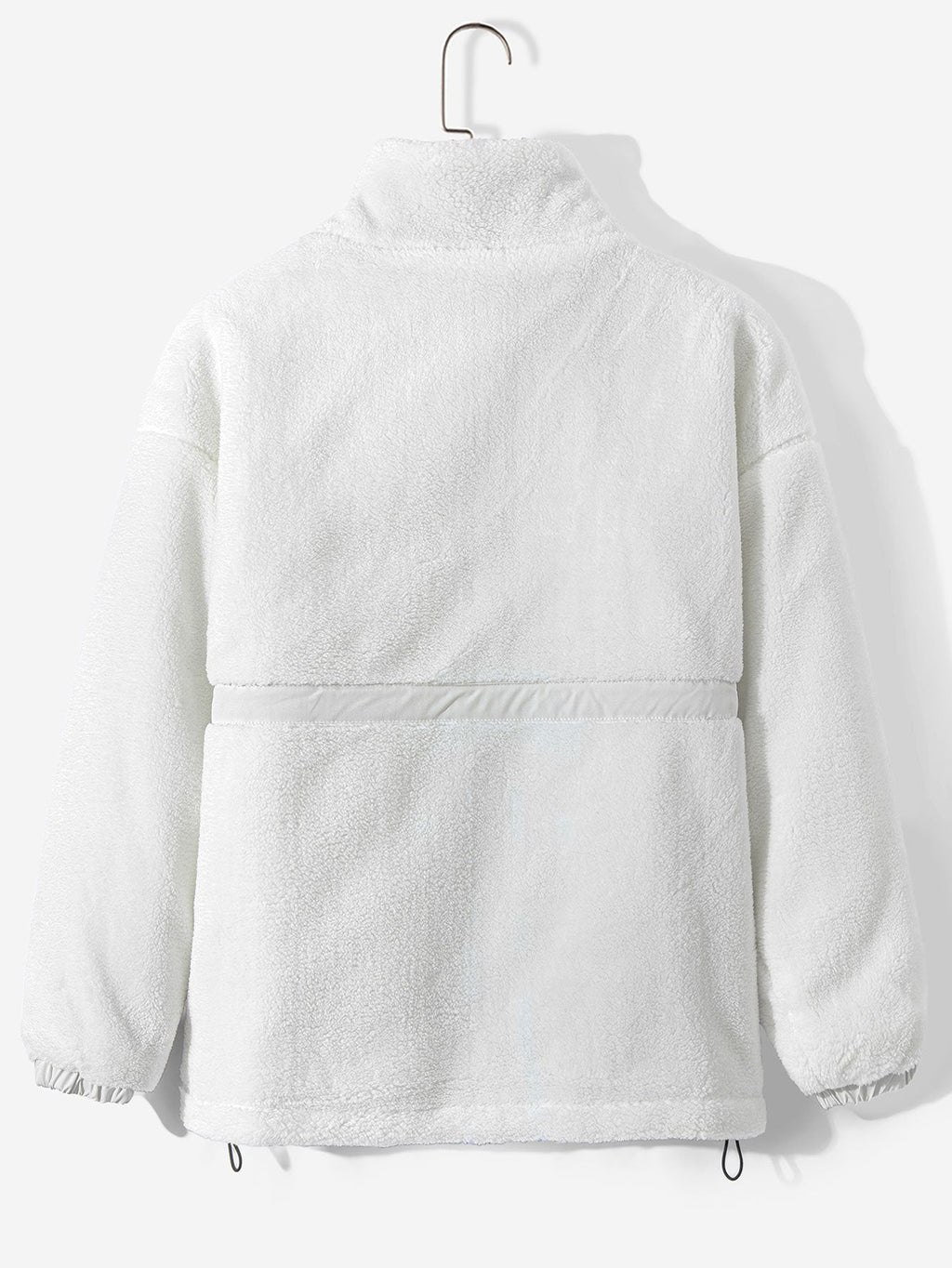 Men's Quilted-Lined Teddy Fleece Jacket – Warm Zip-Up Winter Outerwear with Stand Collar and Practical Side Pockets