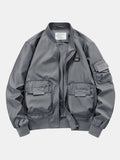 Men's Multi-Pocket Utility Bomber Jacket – Casual Zip-Up Outerwear with Cargo Pockets and Ribbed Trims for Spring and Autumn
