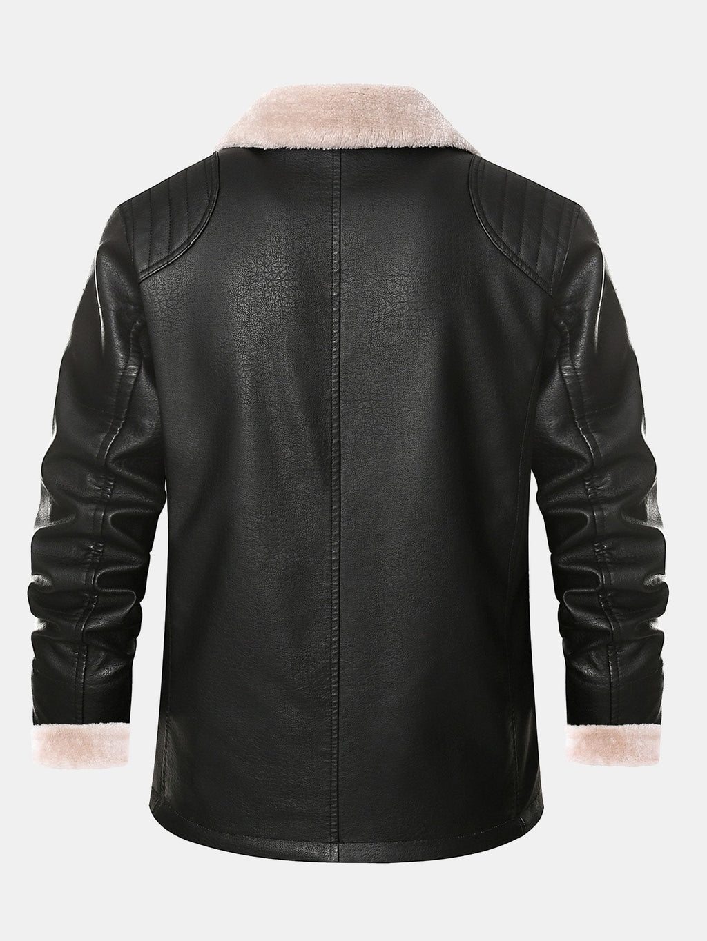 Men's Faux Leather Blazer with Faux Fur Lining – Warm Button-Up Winter Jacket with Shearling Lapels and Smart Casual Styling