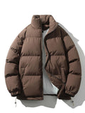 Men's Padded Puffer Jacket – Warm Quilted Winter Outerwear with High Funnel Neck and Zip Fastening