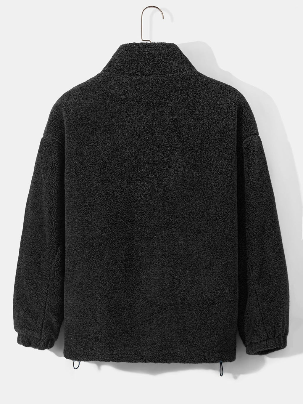 Men's Quilted-Lined Teddy Fleece Jacket – Warm Zip-Up Winter Outerwear with Soft Borg Texture and Stand Collar