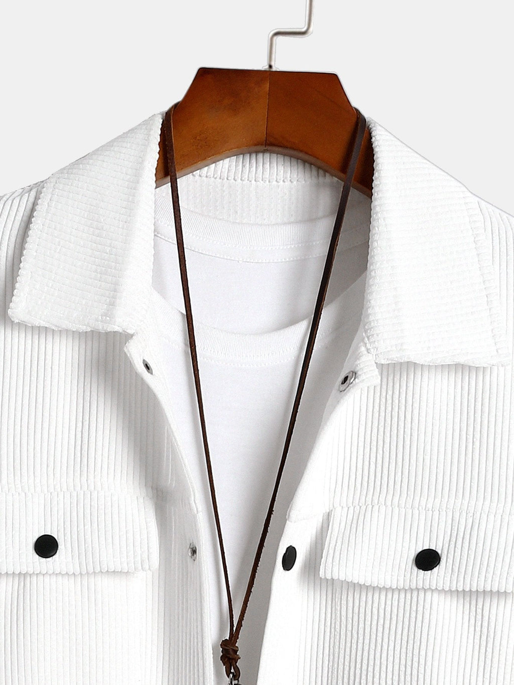 Men's Ribbed Corduroy Jacket with Chest Pockets – Classic Button-Up Casual Outerwear for Spring and Autumn