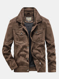 Men's Vintage Faux Suede Jacket with Button Front – Smart Casual Outerwear for Autumn and Spring