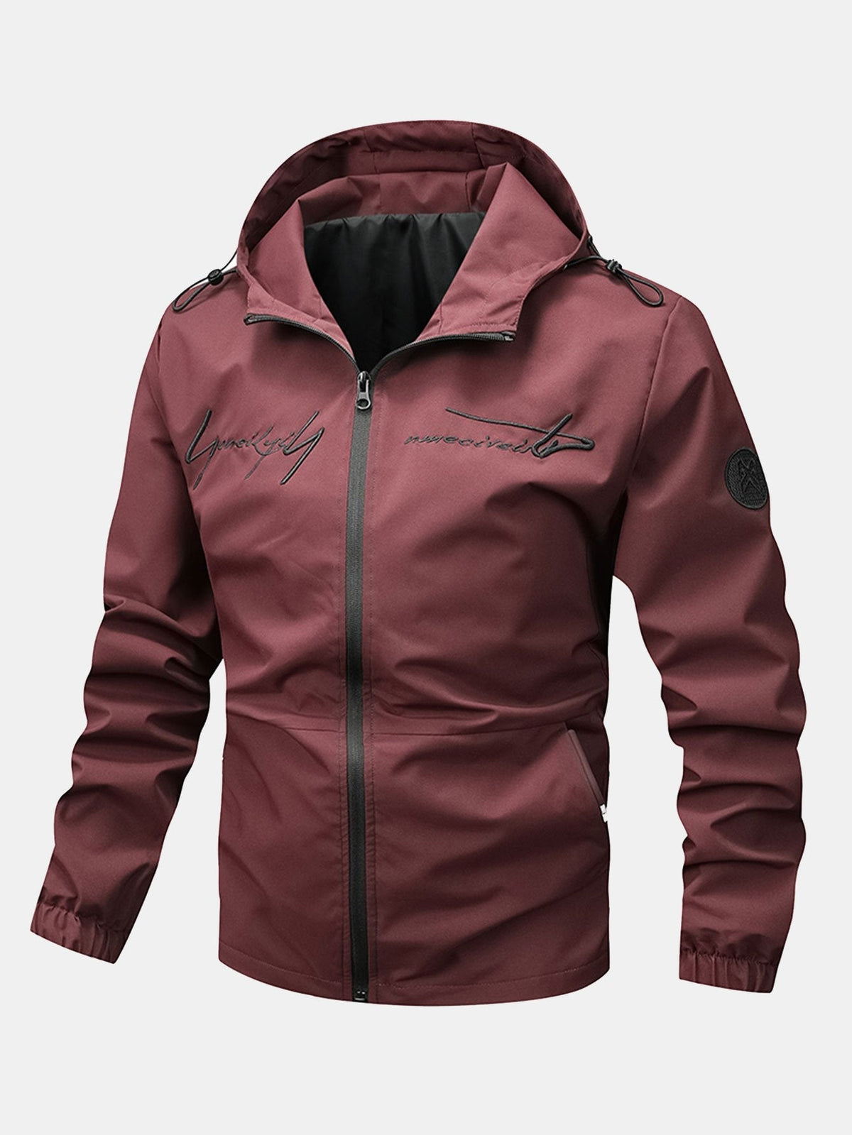 Men's Lightweight Hooded Zip-Up Jacket – Adjustable Hood and Elasticated Cuffs for Casual Outdoor Wear