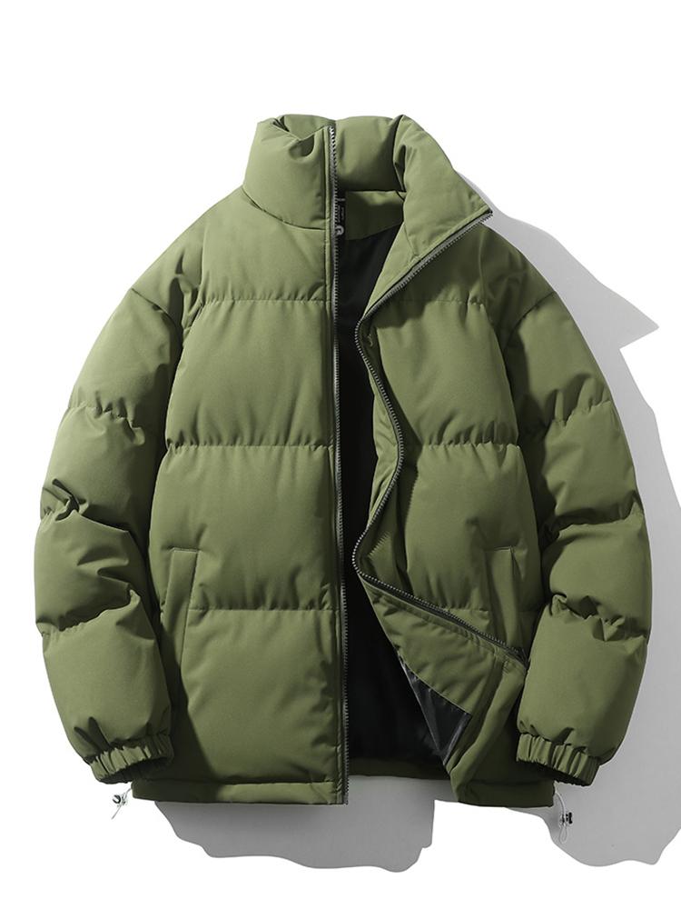 Men's Padded Puffer Jacket – Warm Quilted Winter Outerwear with High Funnel Neck and Zip Fastening