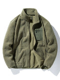Men's Teddy Fleece Zip-Up Jacket – Soft Borg Textured Outerwear with Stand Collar and Zipped Utility Pockets for Autumn and Winter