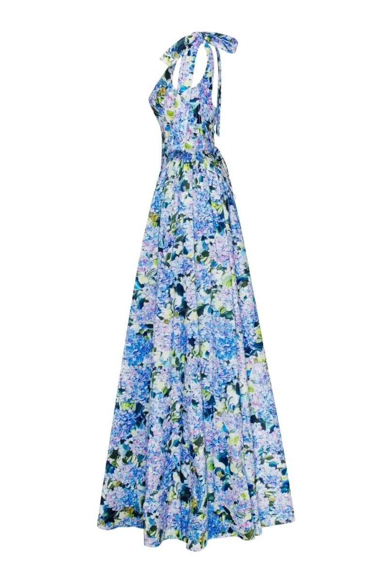 Kacey Hydrangea Patterned Strap Midi-Length Dress