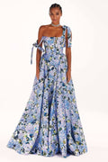 Kacey Hydrangea Patterned Strap Midi-Length Dress