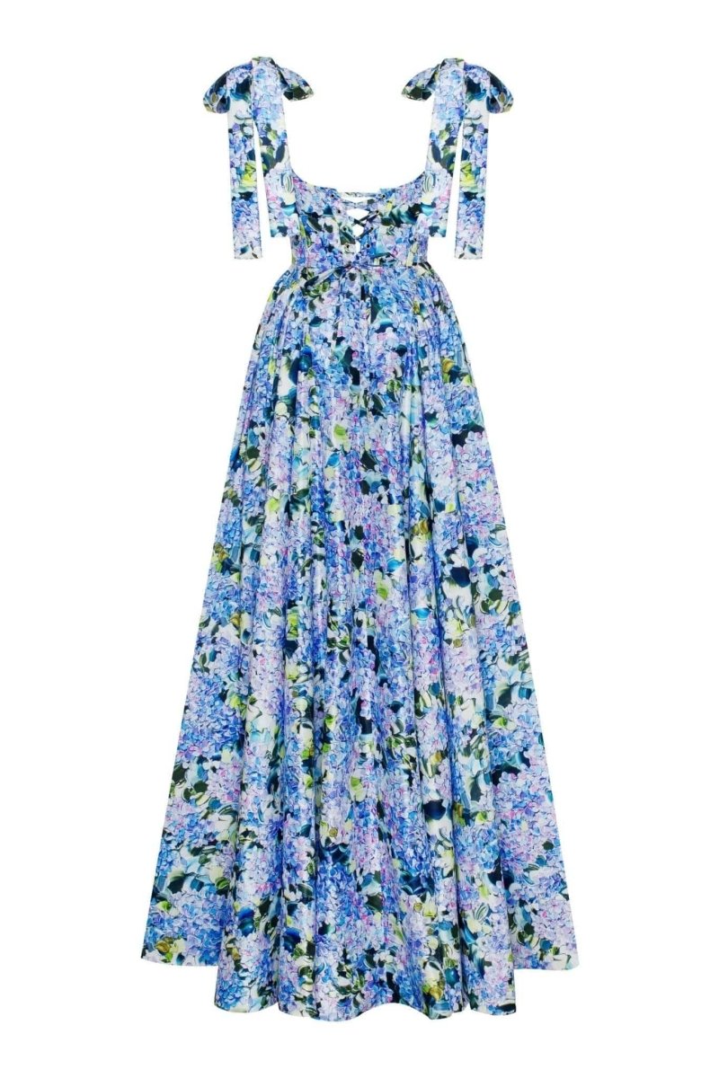 Kacey Hydrangea Patterned Strap Midi-Length Dress