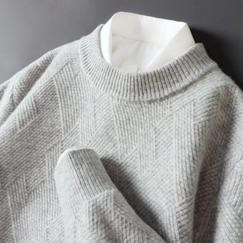 Kaelan - Men's Geometric Cashmere Knit Crewneck Sweater